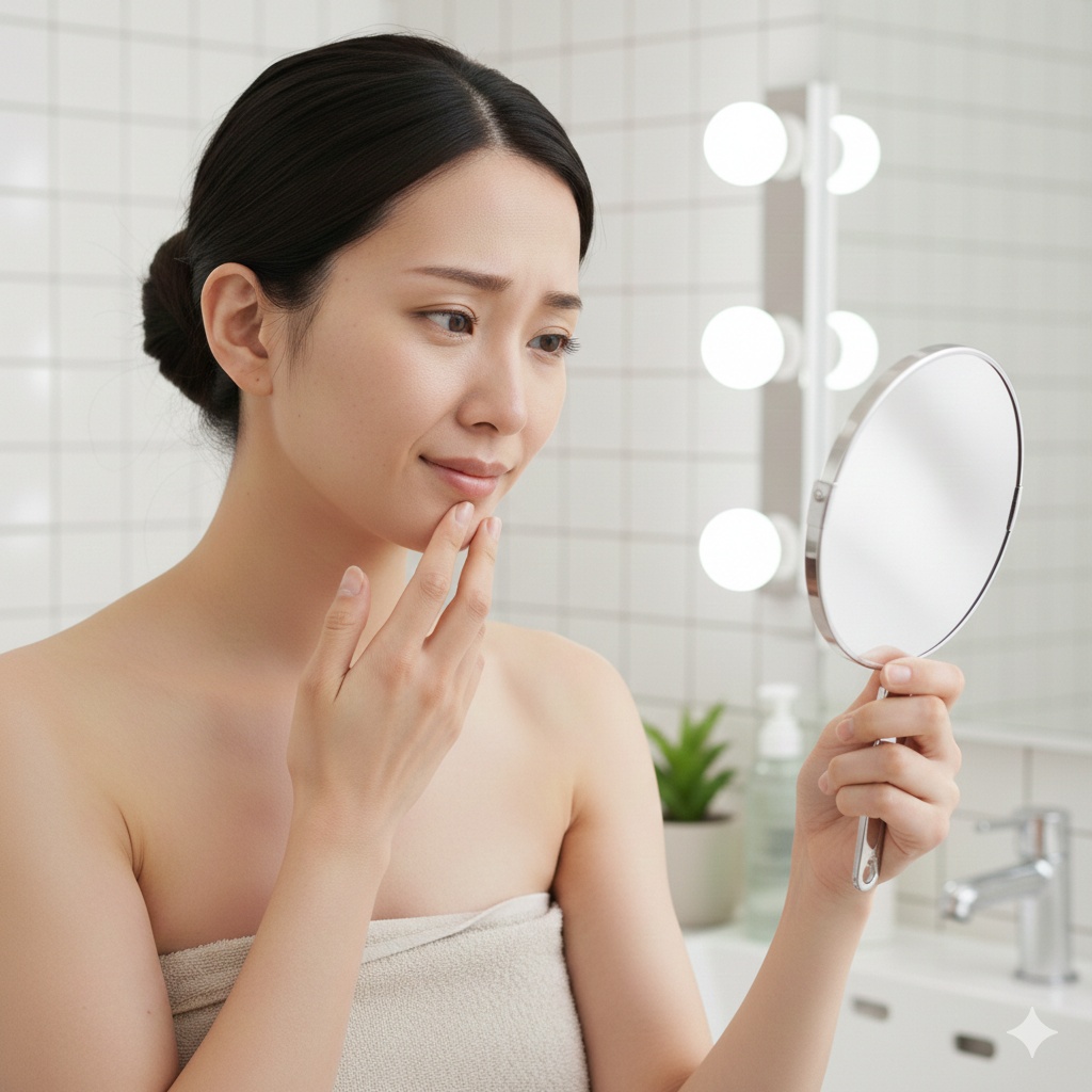 肌のくすみに悩む女性